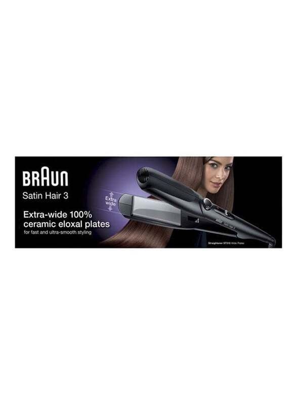 Braun Satin Hair Straightener with Wide Plates, Black/White