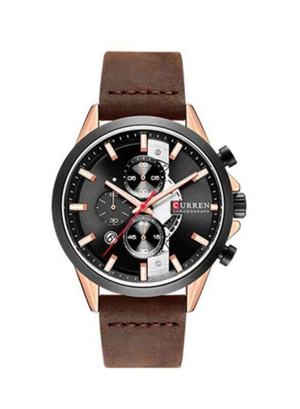 

Curren Youth Analog Watch for Men with Leather Band, Chronograph, AQ-S810WC-7AVDF, Brown-Black