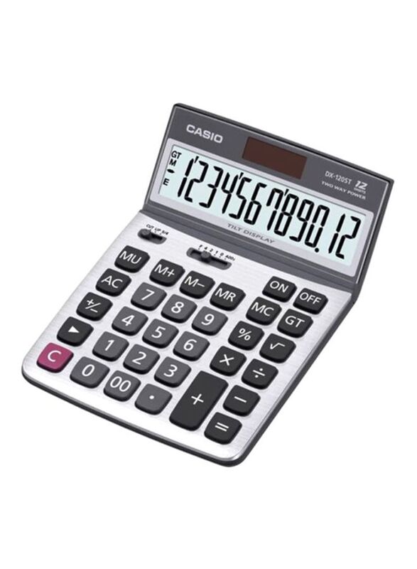 Casio 12-Digits Basic Calculator, DX-120ST, Silver/Grey