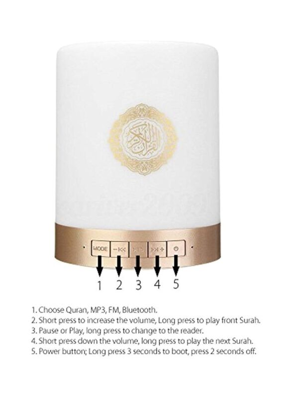 Bluetooth Lamp Speaker, White/Gold