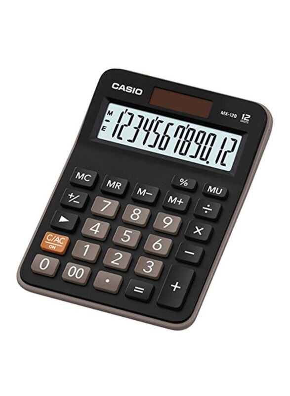 Casio Electronic Calculator, MX-12B-BK, Black/White