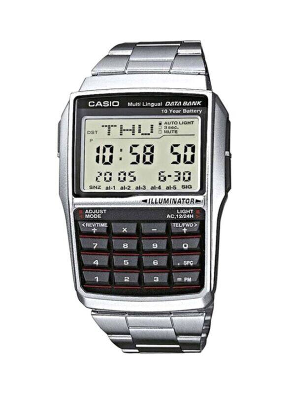 

Casio Data Bank Digital Watch for Men with Stainless Steel Band, Water Resistant, DBC-32D-1A, Silver/Multicolour