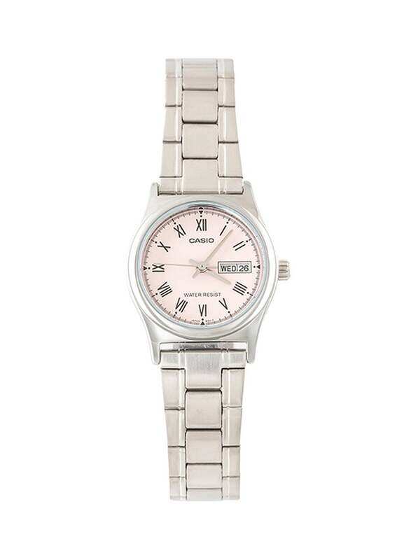 

Casio Enticer Analog Watch for Women with Stainless Steel Band, Water Resistant, LTP-V006D-4BUDF, Silver-Pink