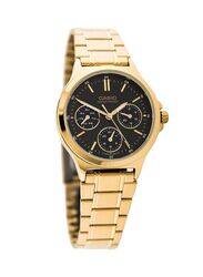 Casio Analog Watch for Women with Stainless Steel Band, Water Resistant & Chronograph, LTP-V300G-1A, Gold-Black