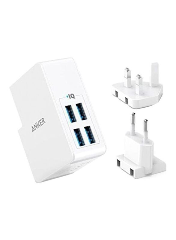 Anker PowerPort 4-in-1 USB Wall Charger, White