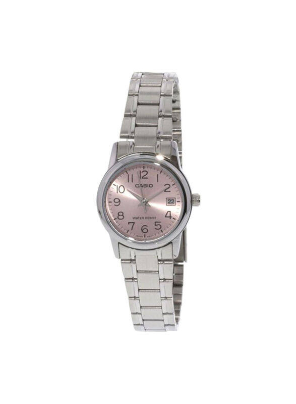 

Casio Dress Analog Watch for Women with Stainless Steel Band, Water Resistant, LTPV002D-4B, Silver-Pink