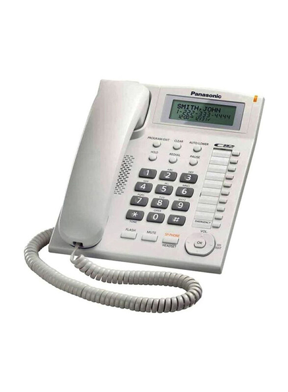 

Panasonic KX-TS880MXW Corded Landline Phone, White/Clear