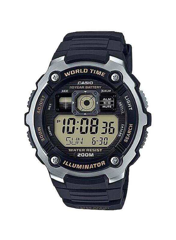 

Casio Youth Digital Watch for Men with Resin Band, Water Resistant, AE-2000W-9AVDF, Black/Grey