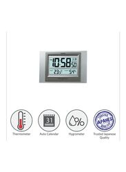 Casio ID-16S-8DF Rectangle Shaped Digital Wall Clock, Silver/Grey