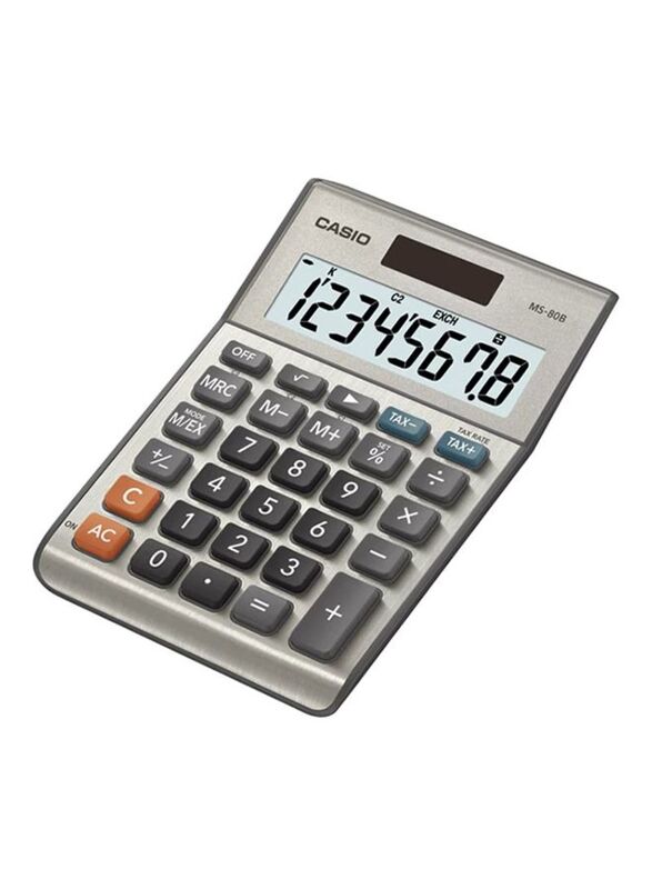 Casio 8-Digits Financial Calculator, MS-80B, Grey/Black