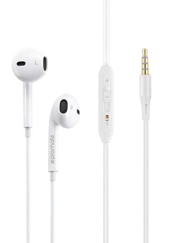 

Promate Wired In-Ear Earphones with Mic, White