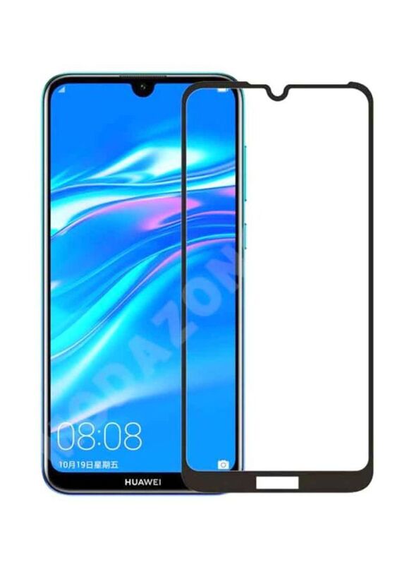 Huawei Y7 (2019) Mobile Phone Tempered Glass Screen Protector, Clear/Black