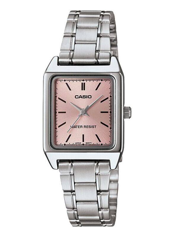 

Casio Analog Watch for Women with Stainless Steel Band, Water Resistant, LTP-V007D-4EUDF, Silver-Pink