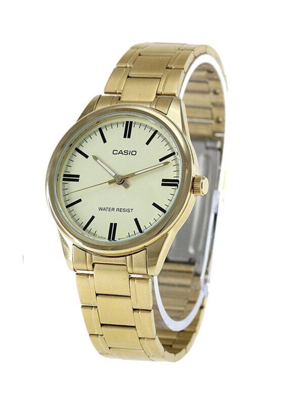 

Casio Analog Watch for Women with Stainless Steel Band, Water Resistant, LTP-V005G-9A, Gold-White