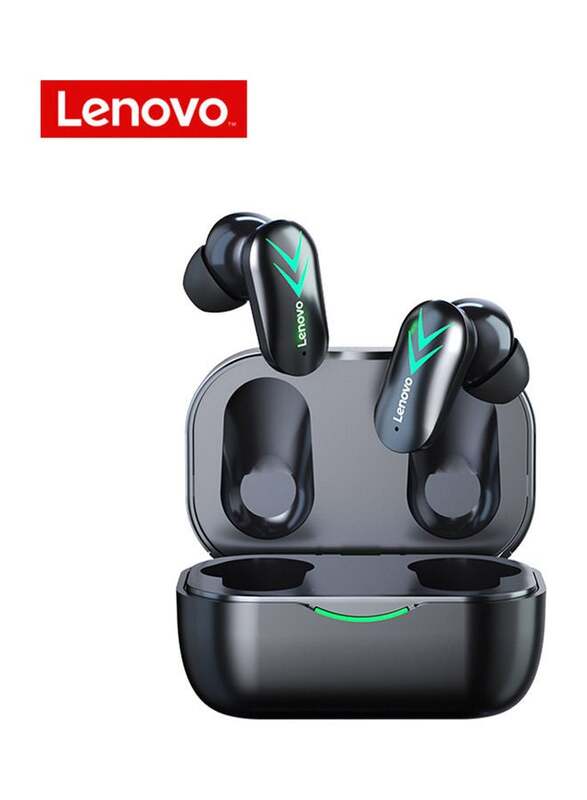 Lenovo Wireless BT5.1 Sports Headphones with LED Battery Display, Black