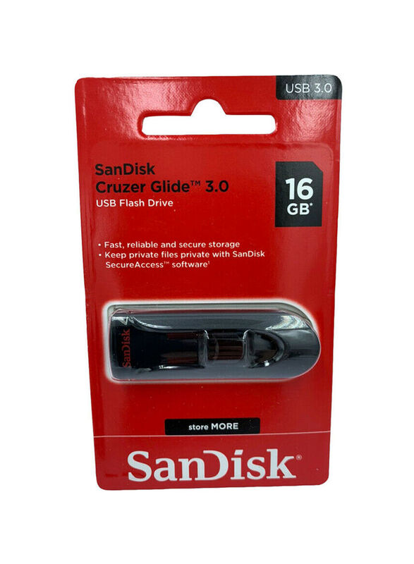 SanDisk 16GB Cruzer Glide USB Flash Drive, Black/Red