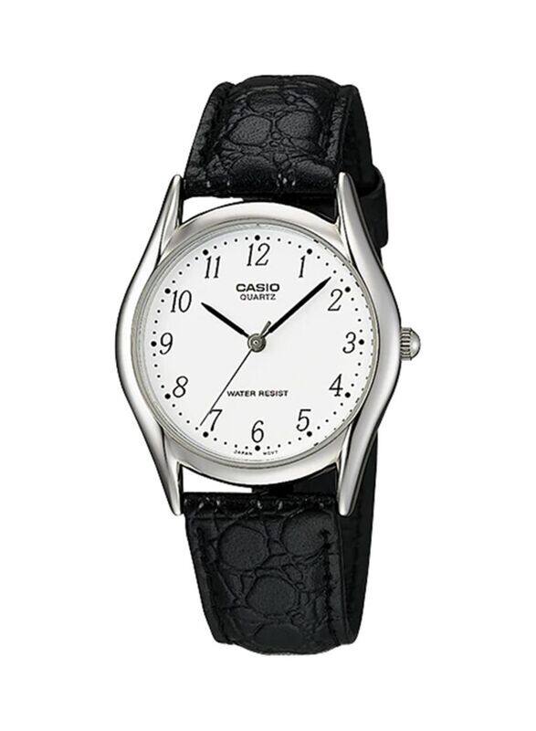 

Casio Analog Watch for Men with Leather Band, Water Resistant, MTP-1094E-7BDF, Black/White