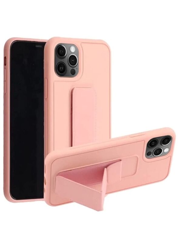 Zolo Apple iPhone 12 Pro Multi-Function Shockproof Protective Finger Grip Holder and Standing Mobile Phone Back Case Cover with Car Magnetic, Pink