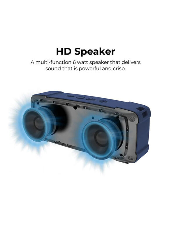 Promate High Fidelity Rugged Wireless Speaker, OutBeat-6, Blue