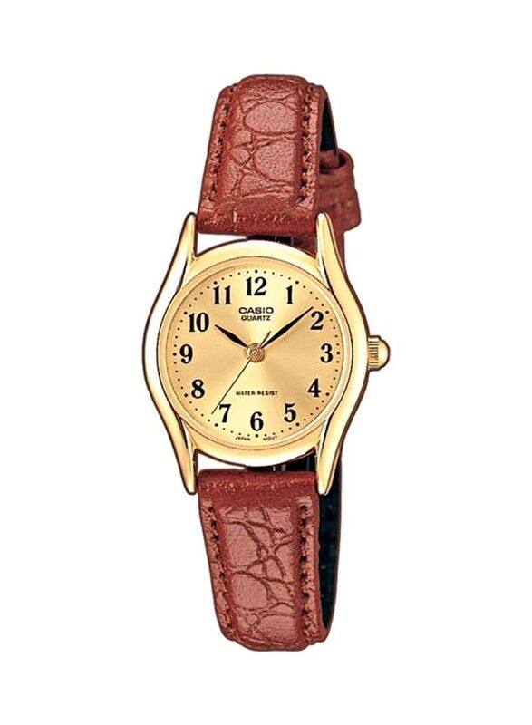 

Casio Enticer Analog Watch for Women with Leather Band, Water Resistant, LTP-1094Q-9B, Brown-Gold