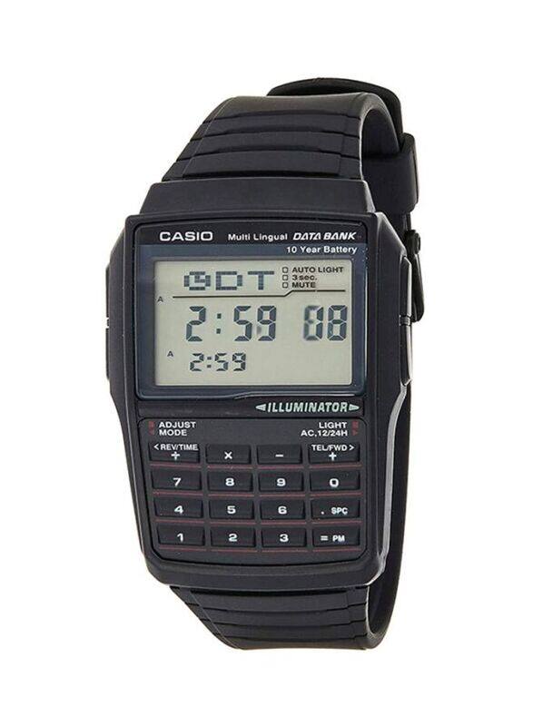 

Casio Data Bank Digital Watch for Men with Resin Band, Water Resistant, DBC-32-1A, Black/Grey