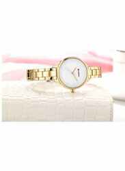 Curren Analog Watch for Women with Stainless Steel Band, Water Resistant, 9015, Gold-White