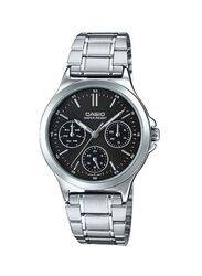 Casio Dress Analog Watch for Women with Stainless Steel Band, Water Resistant and Chronograph, LTP-V300D-1A, Silver-Black