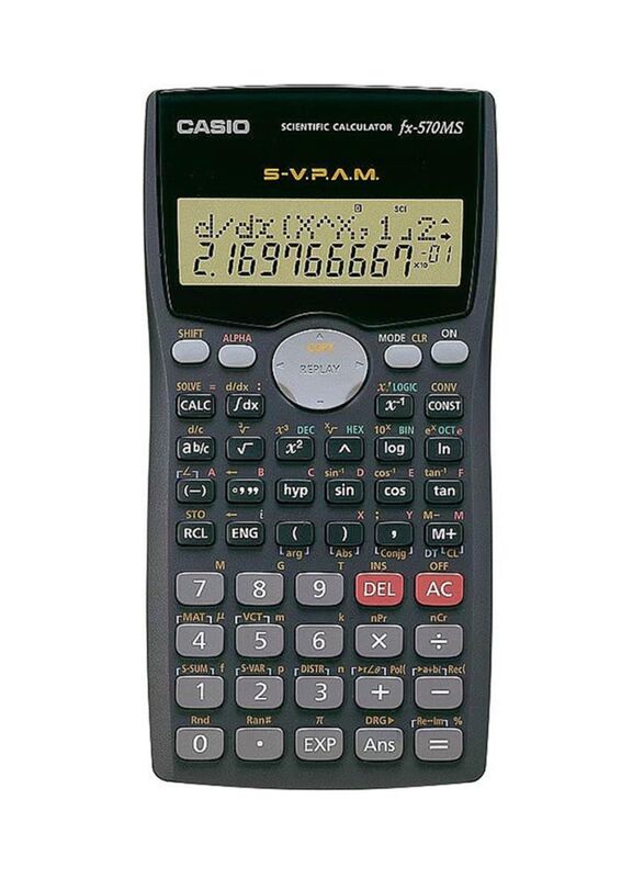 Casio 12-Digits Essential Scientific Calculator, FX-570MS, Grey/Black/Red