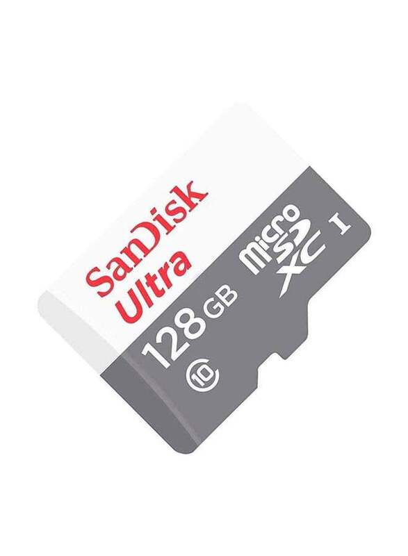Sandisk 128GB microSD Memory Card, White/Grey