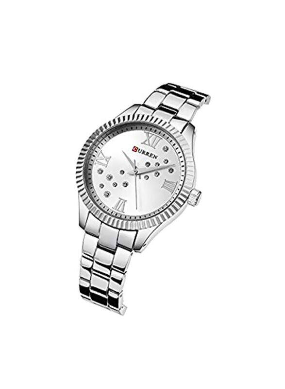 Curren Analog Watch for Women with Stainless Steel Band, Water Resistant, 9009, Silver