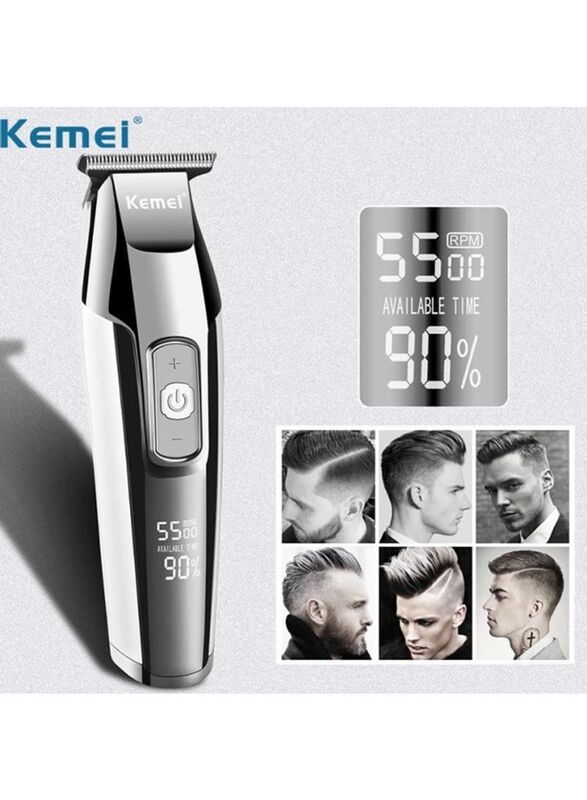 Kemei Rechargeable Electric Hair Clippers Trimmer, SilverSilver