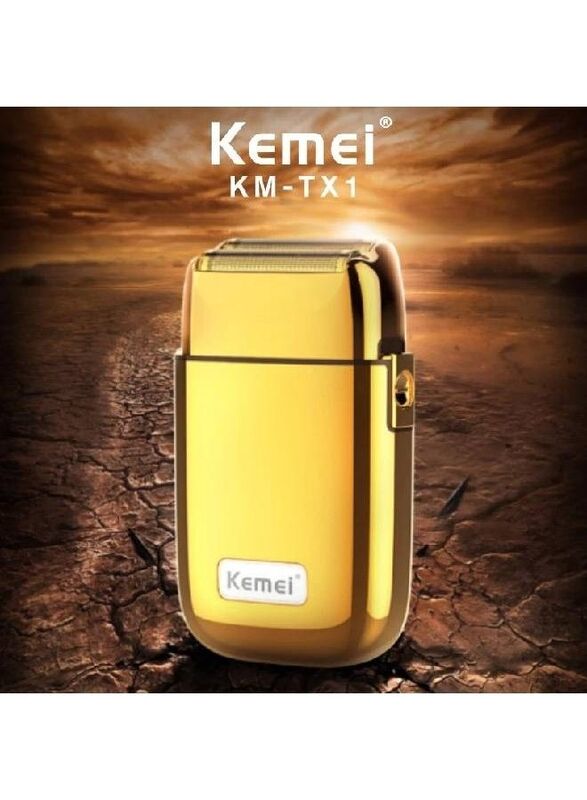 Kemei KM-TX1 Electric Rechargeable Beard Shaver, Gold