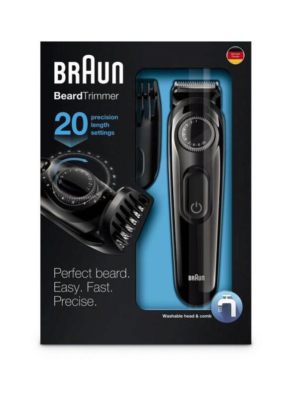 Braun Beard Trimmer with Attachment, BT3020, Black/Grey