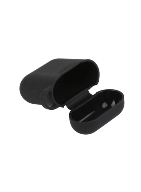 Apple AirPods Silicone Anti-Dust Protective Case with Carabiner, Black