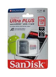 Sandisk 128GB microSDXC Memory Card With Adapter, Red/Grey