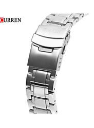 Curren Analog Watch for Men with Stainless Steel Band, Water Resistant & Chronograph, 8020, Silver
