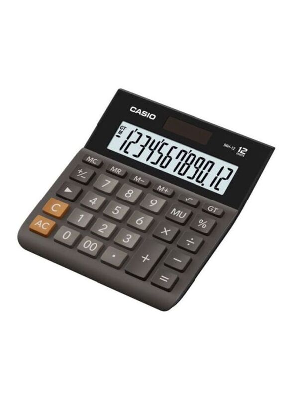 Casio Wide H Series Office Calculator, MH-12, Grey/Black
