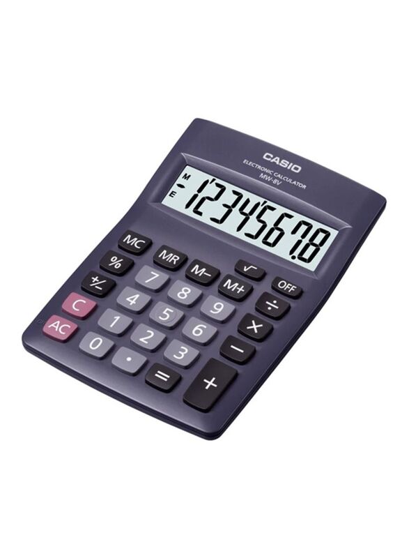 Casio 8-Digits Electronic Calculator, MW-8V-BK, Grey