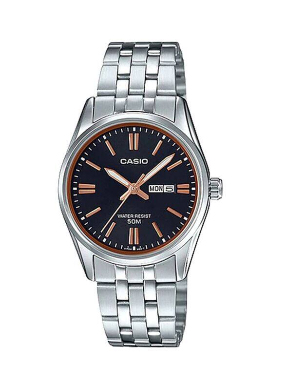 

Casio Dress Analog Watch for Women with Stainless Steel Band, Water Resistant, LTP-1335D-1A2V, Silver-Black