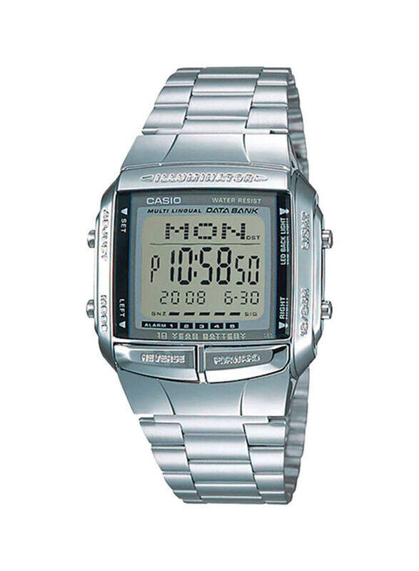 

Casio Digital Watch for Men with Stainless Steel Band, Water Resistant, DB-360-1A, Silver/Grey