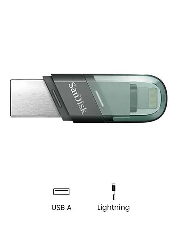SanDisk 128GB iXpand USB Flash Drive, Green/Silver