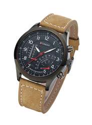 Curren Analog Watch for Men with Synthetic Band, Water Resistant & Chronograph, WT-CU-8152-B2, Brown/Black