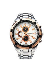 Curren Chronograph Watch for Men with Stainless Steel Band, Water Resistant & Chronograph, 8023, Silver/Multicolour
