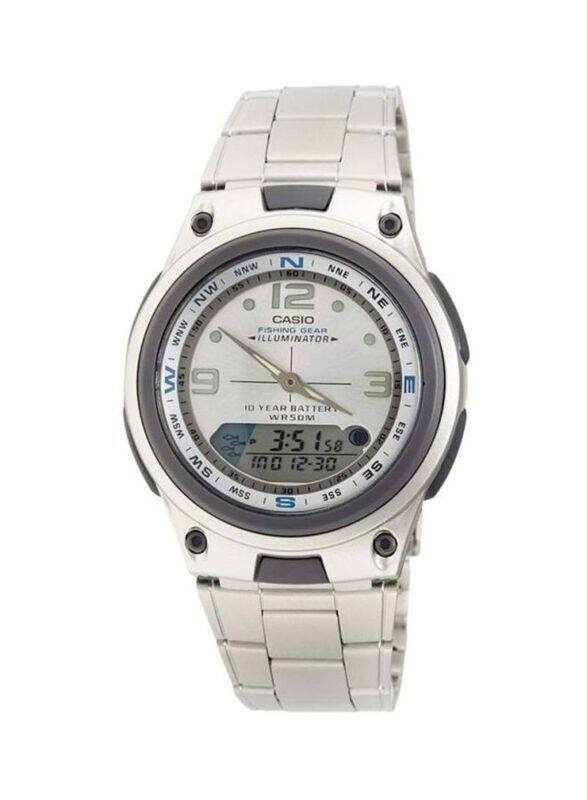 

Casio Youth Analog + Digital Watch for Men with Stainless Steel Band, Water Resistant, AW-82D-7AVDF, Silver
