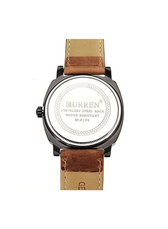 Curren Analog Watch for Men with Leather Band, Water Resistant & Chronograph, 8139, Brown/Black