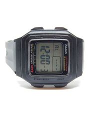 Casio Digital Watch for Men with Resin Band, Water Resistant & Chronograph, F-201WA-1AEF, Black/Grey
