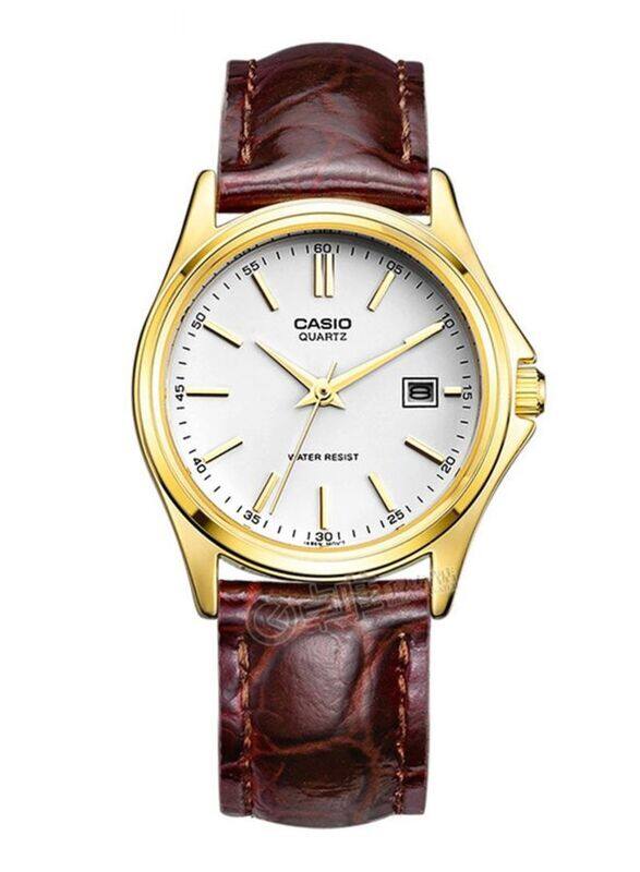 

Casio Dress Analog Watch for Women with Leather Band, Water Resistant, LTP1183Q-7A, Brown/White