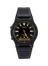 Casio Classic Analog + Digital Watch for Men with Resin Band, Water Resistant & Chronograph, AW-49HE-1AVDF, Black