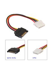 SATA 15-Pin Male To IDE Big 4 Pin Hard Disk Drive Power Cord Connector Cable, Black
