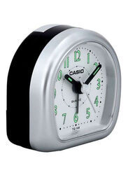 Casio TQ-148-8DF Analog Alarm Desk Clock, Black/White/Silver